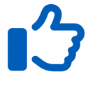 Icoon van een hand met de duim omhoog.