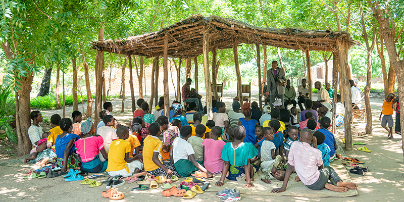 Een kerkdienst in Malawi. 